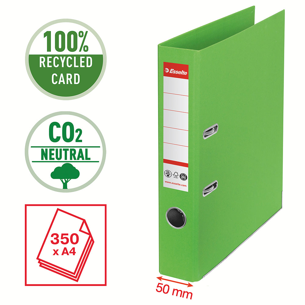 Biblioraft Esselte No.1 Power Recycled, carton reciclat si reciclabil cu amprenta CO2 neutra, A4, 50 mm, verde Biblioraft Esselte No.1 Power Recycled, carton reciclat si reciclabil cu amprenta CO2 neutra, A4, 50 mm, verde